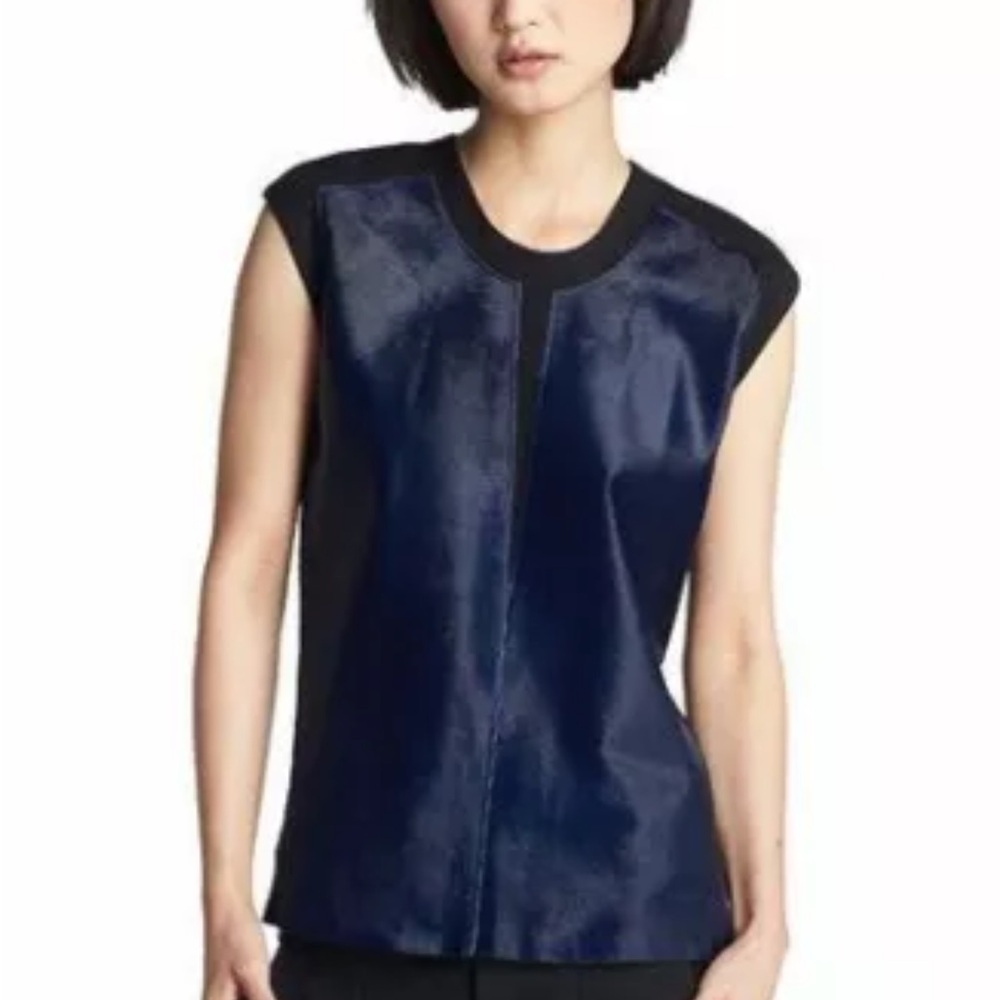 Helmet Lang women’s Blue navy Lucent Calf hair top Sz small